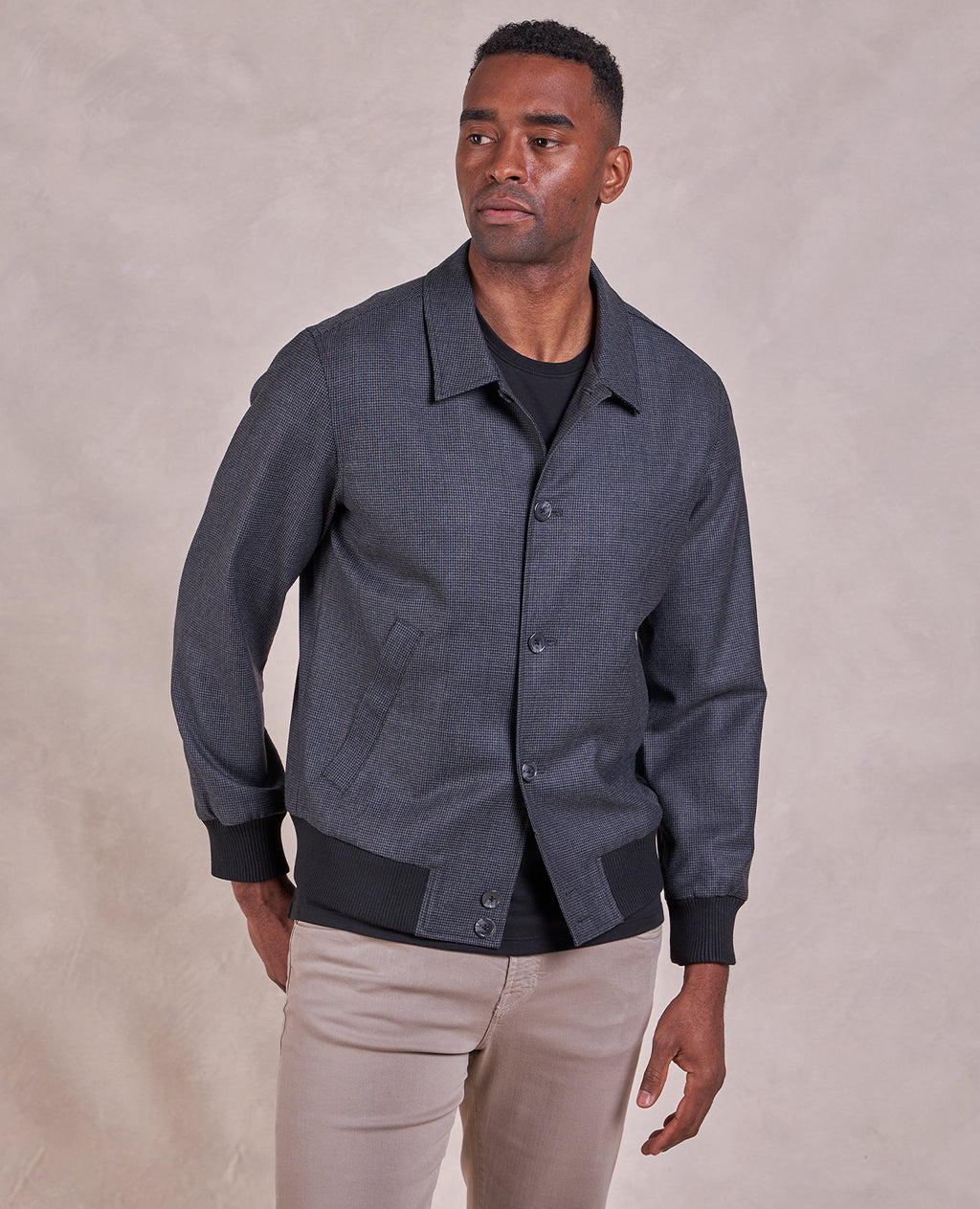The Keats - Wool Blouson Jacket - Charcoal/Black